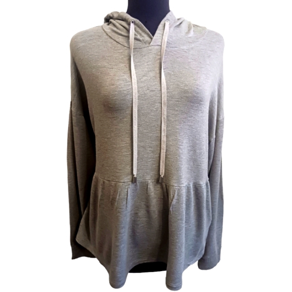 Gray Hoodie Blouse with Drawstring Size XL
